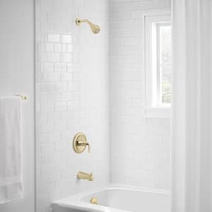 Builders Single Handle 1-Spray Tub and Shower Faucet 1.8 GPM in Polished Brass (Valve Included)