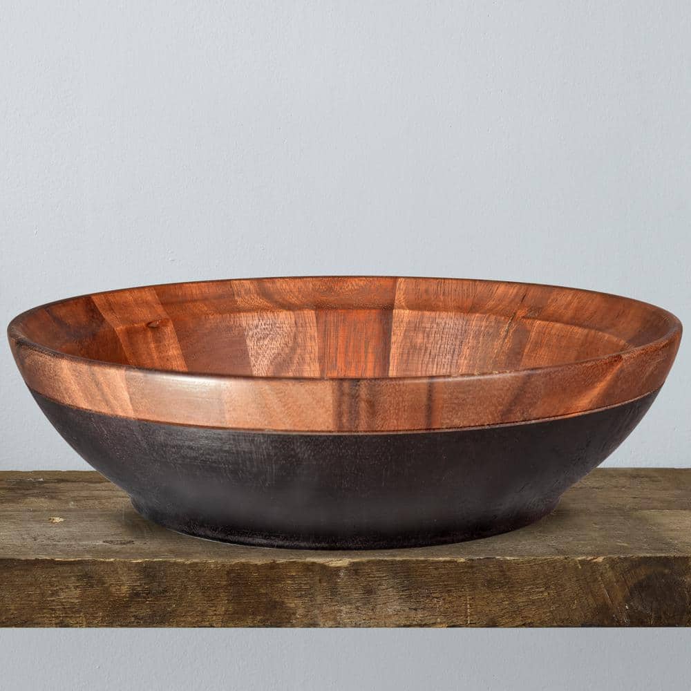 Kona Large Two-Tone Acacia Wood Serving Bowl