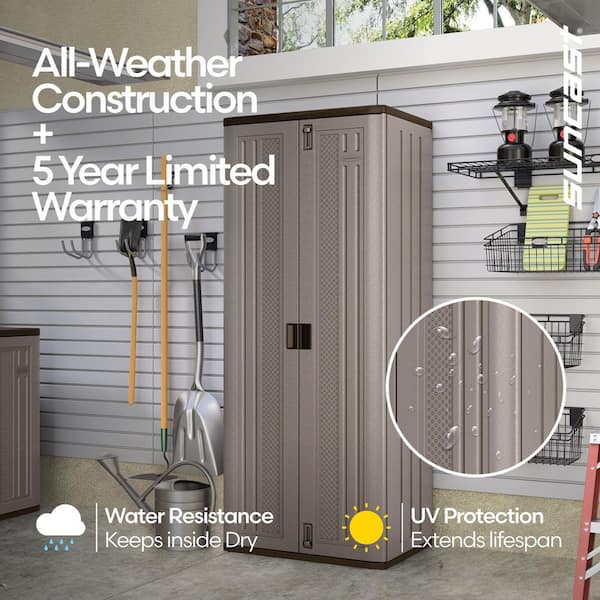Suncast Plastic Freestanding Garage Cabinet in Platinum (40 in. W