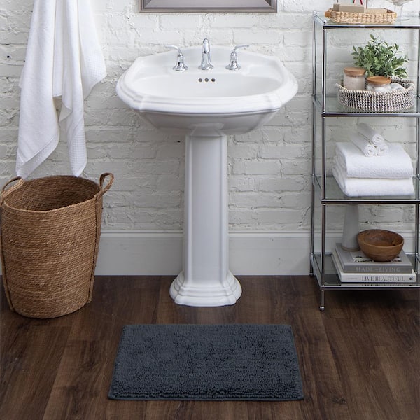 Classic Cotton ll Charcoal 21 in. x 34 in. Gray Cotton Machine Washable Bath Mat