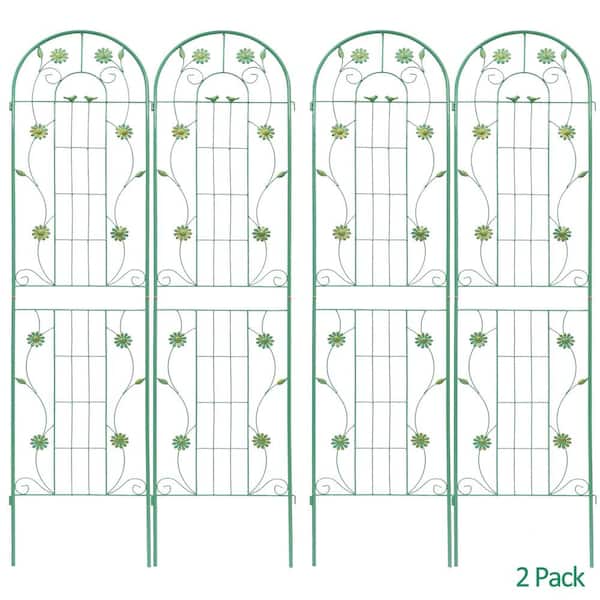 ToolCat 86.7 in. H Metal Garden Trellis for Climbing Plants Outdoor Rustproof Plant Support Rose Fence Netting, Green (4-Pack)