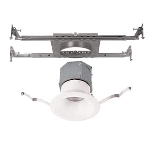 Pop-in 4 in. 3000K Round New Construction Recessed Integrated LED Trim Kit in White