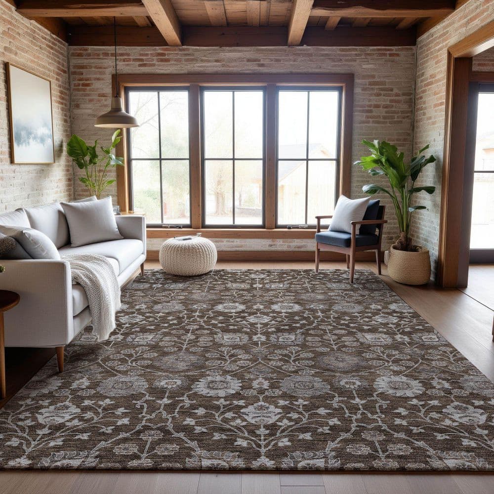 Mayfield Premium Machine Washable Abstract AMF1155 Chocolate 3 ft. x 4 ft. Area Rug price history on PriceWatchPro