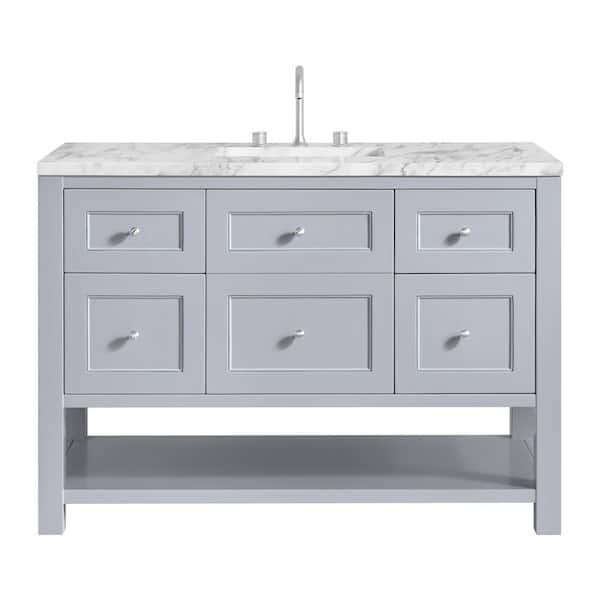 Breckenridge 48.0 in. W x 23.5 in. D x 34.25 in. H Single Bath Vanity in Serenity Blue with Carrara White Marble Top