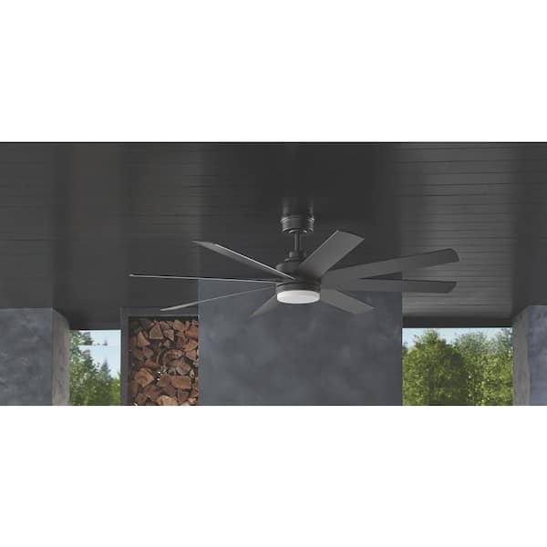 Celene II 62 in. Indoor/Outdoor Matte Black DC Motor Ceiling Fan with Adjustable White Integrated LED w/ Remote Included
