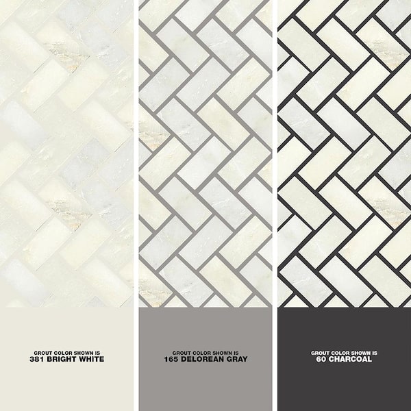 MSI - Greecian White Herringbone 12 in. x 12 in. Polished Marble Mesh-Mounted Mosaic Floor and Wall Tile (9.4 sq. ft./case)