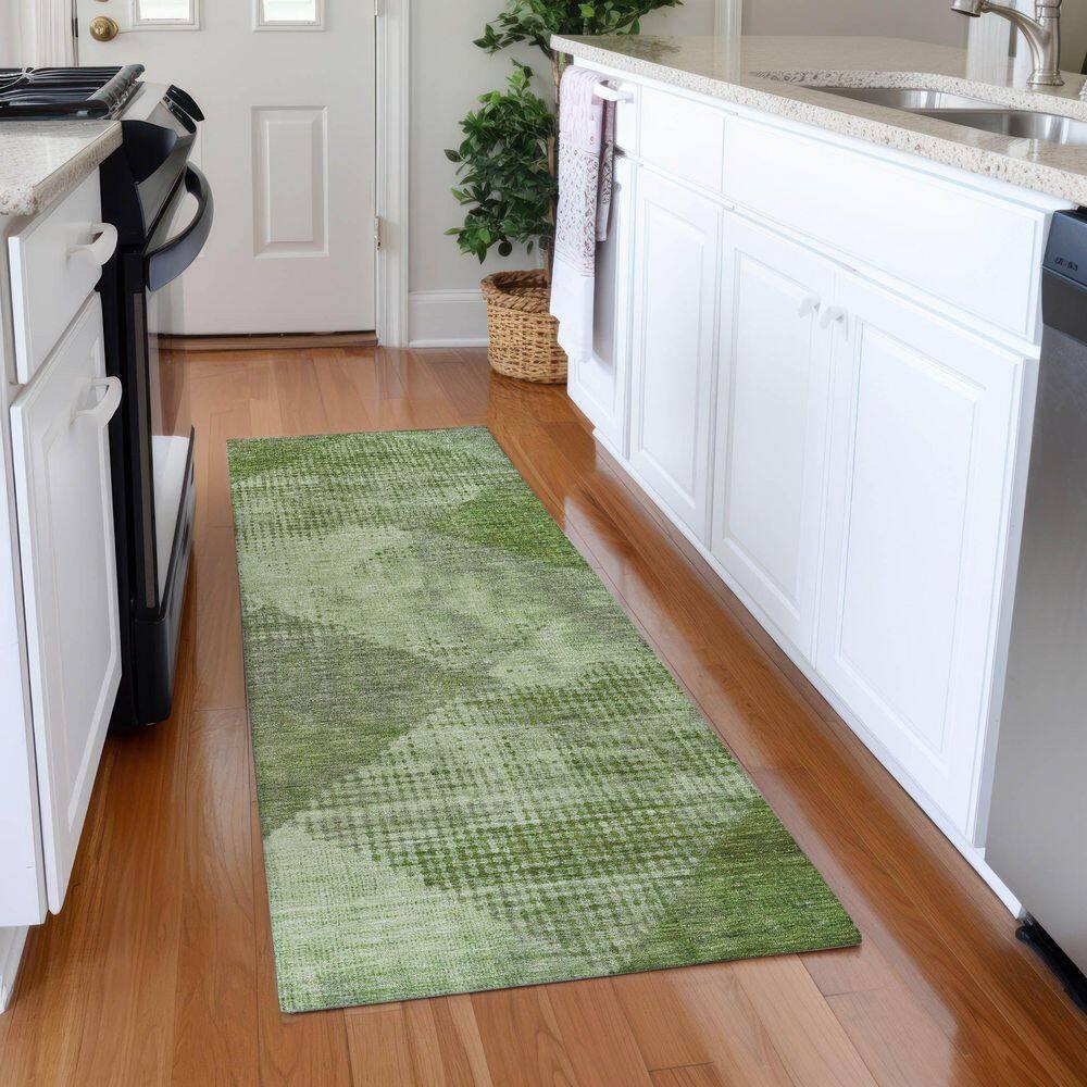 Mayfield Premium Machine Washable Abstract AMF1065 Green 2 ft. 3 in. x 7 ft. 6 in. Runner Rug price history on PriceWatchPro