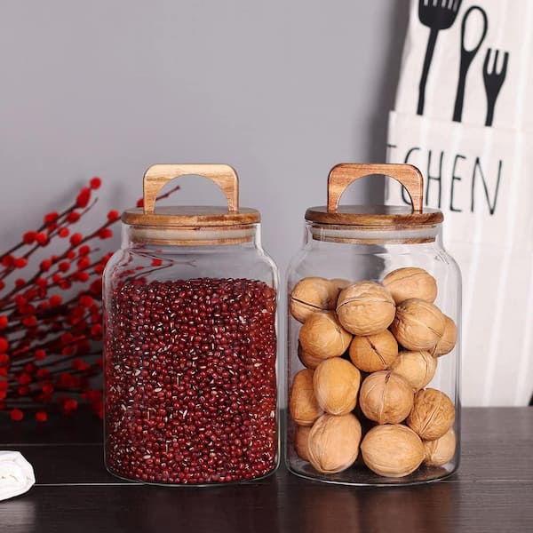 Lynzavix Canister 2-Piece Glass Kitchen Pantry Storage Set with