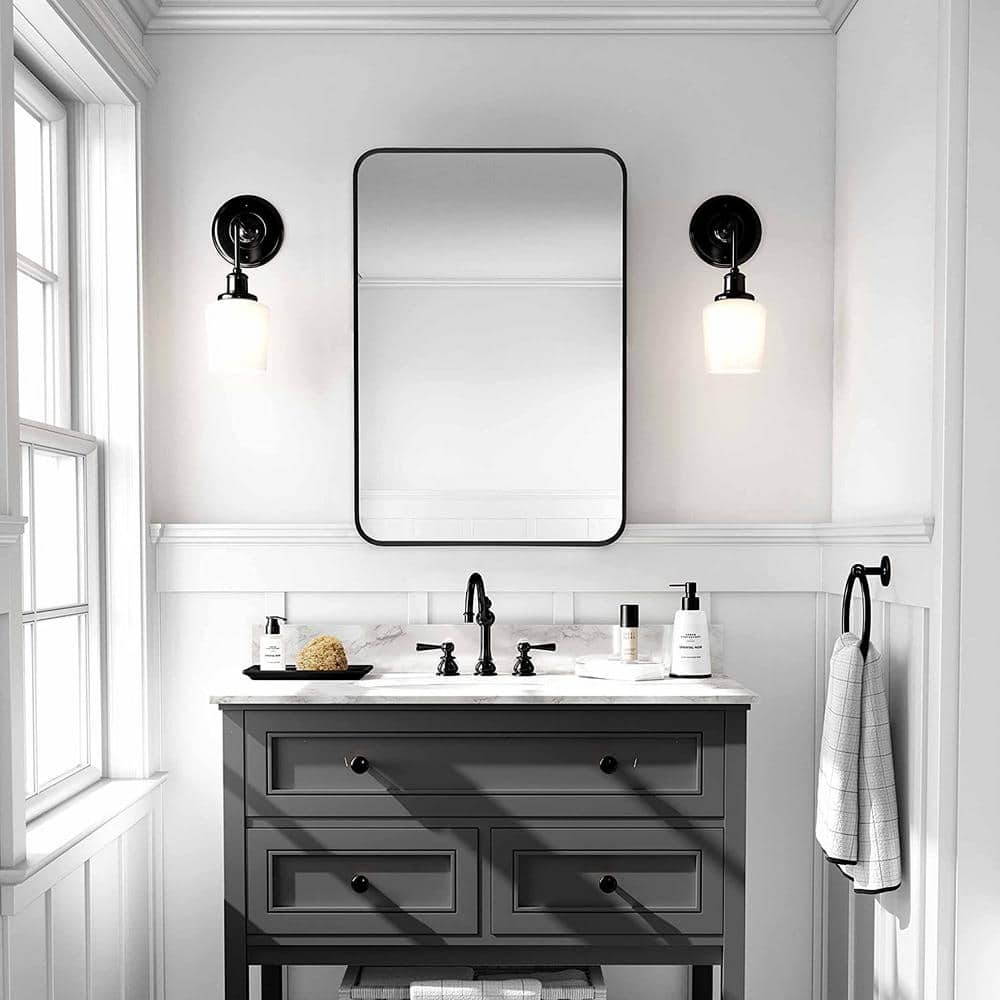 24 in. W x 36 in. H Rectangular Aluminum Framed Wall Bathroom Vanity Mirror
