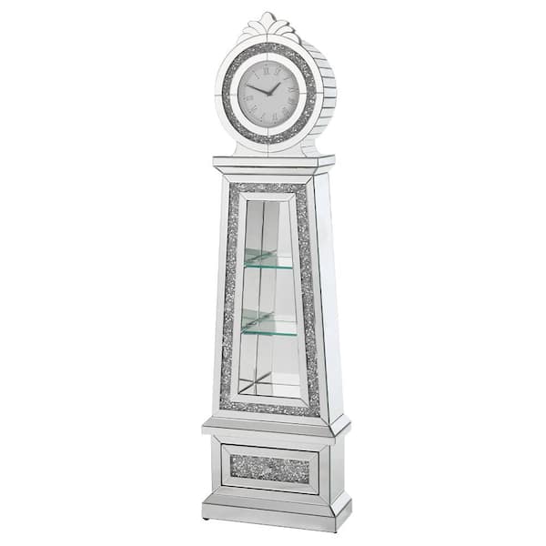 Acme Furniture Noralie Grandfather Clock with LED in Mirrored