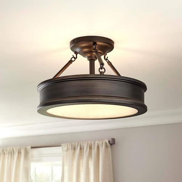 Home Decorators Collection Grafton 3-Light Hallmark Bronze Semi Flush Mount Ceiling Light