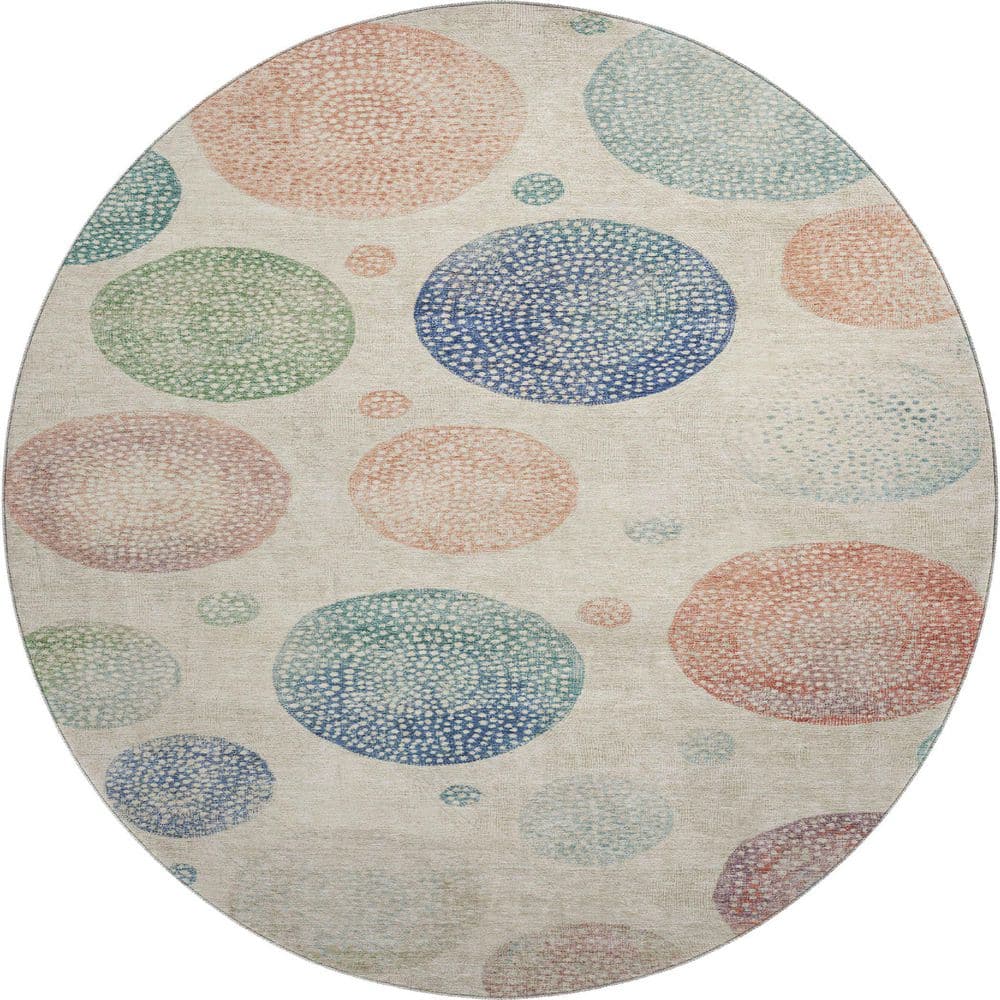 Mayfield Premium Machine Washable Abstract AMF1897 Ivory 8 ft. x 8 ft. Round Rug price history on PriceWatchPro