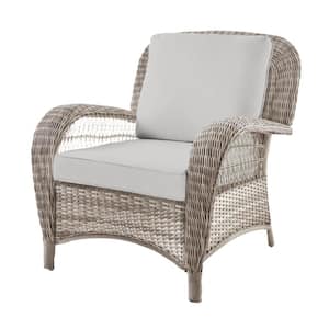 Beacon Park Gray Wicker Outdoor Patio Stationary Lounge Chair with CushionGuard Stone Gray Cushions