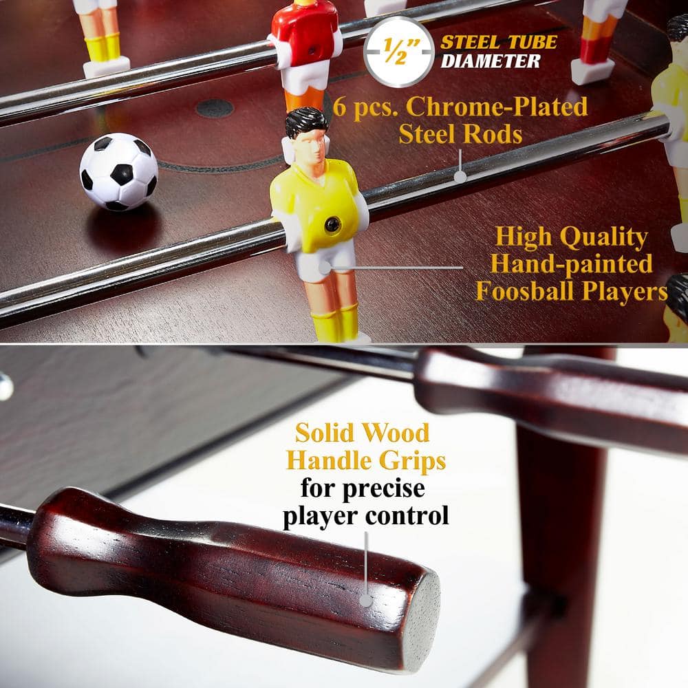 Barrington 42'' Dark Wood Foosball Coffee Table with Glass Top
