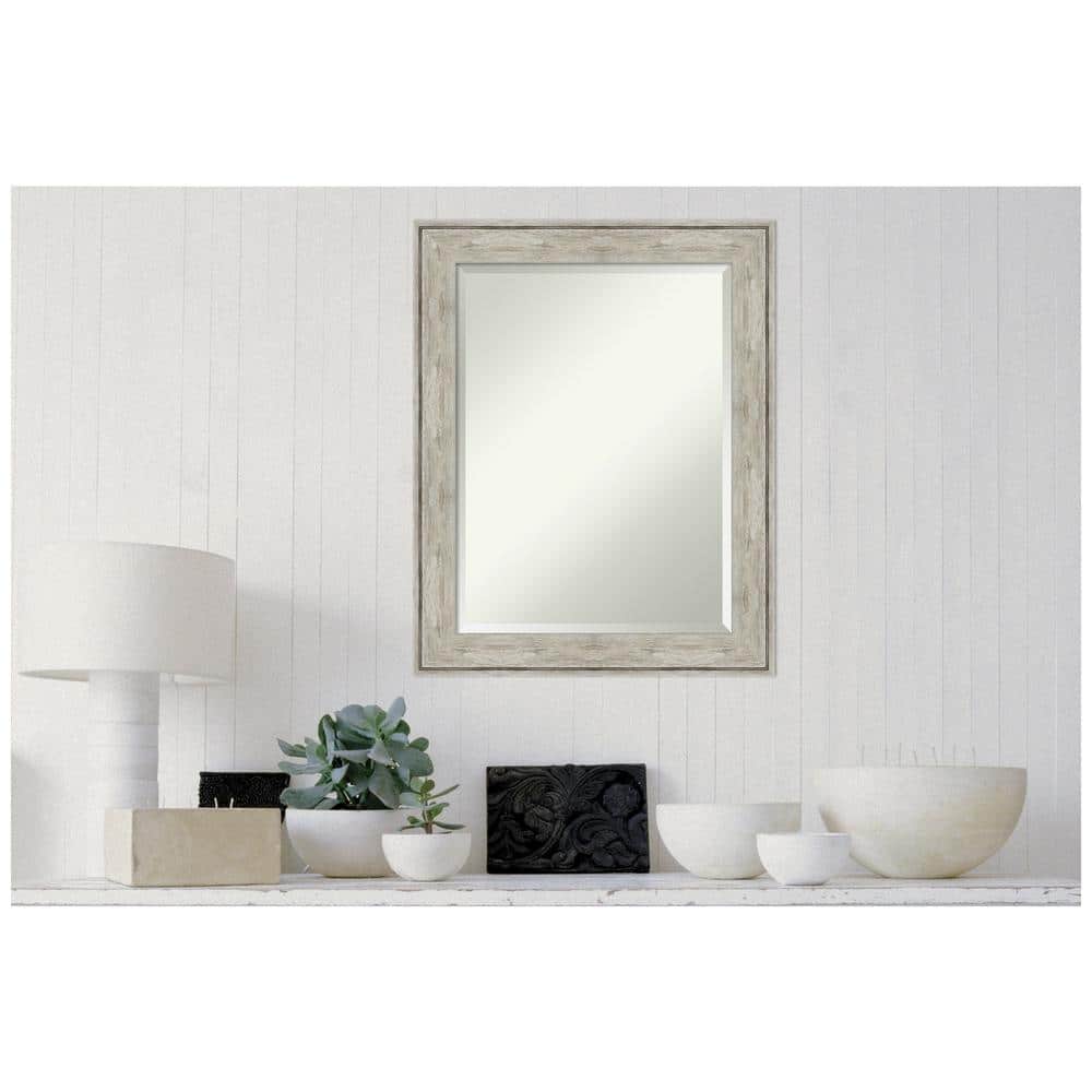 Elegance Silver Champagne 35" Crackled Finish Wall Mirror