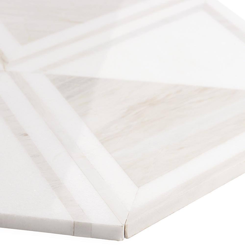 Bernini Beige Polished Porcelain and Marble Mosaic Tile