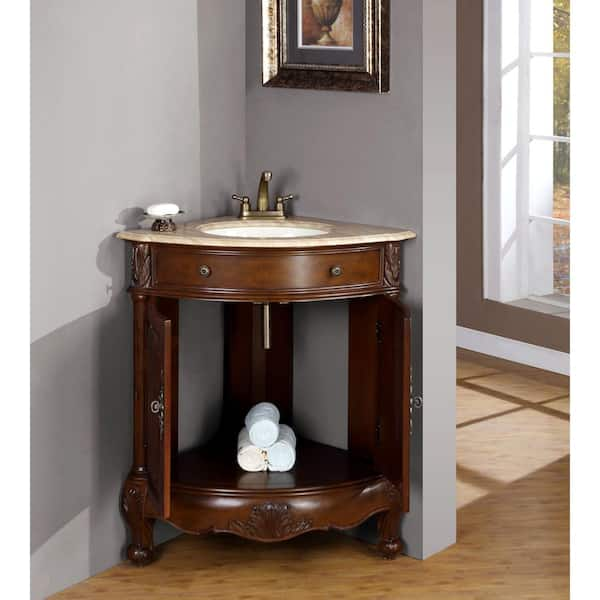 Silkroad Exclusive 32 in. W x 23 in. D Vanity in Cherry with Stone