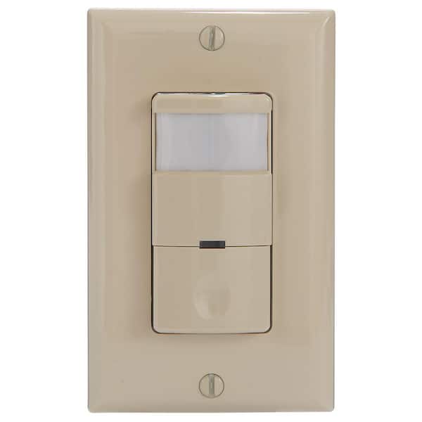 IOS Series 800-Watt Self-Adaptive In-Wall PIR Sensor Switch Decorator 180-Degree Coverage Pattern, Ivory