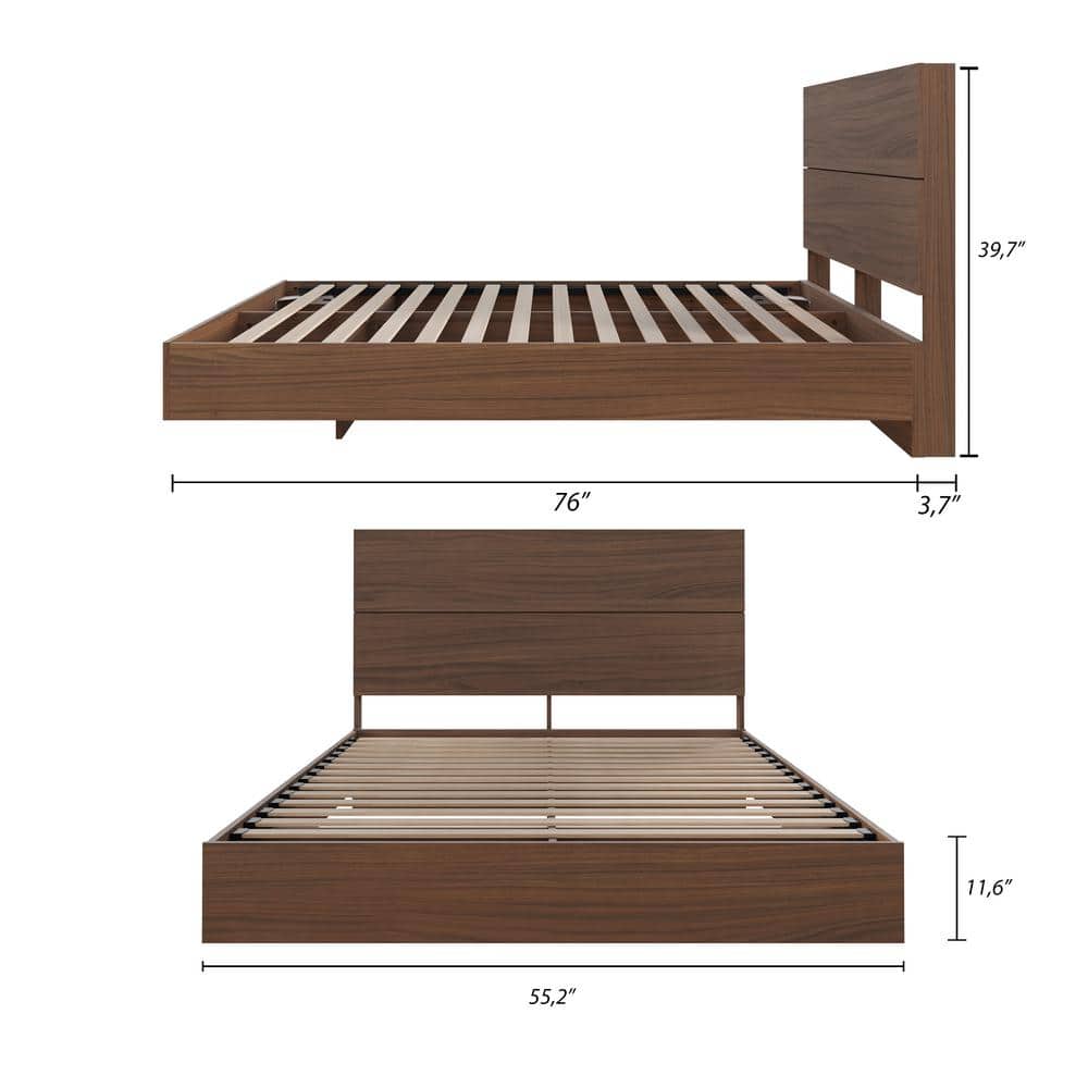 Full Newport Celebri-T Platform Bed with Walnut Headboard