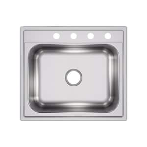 Pergola Drop-In Stainless Steel 25 in. 4-Hole Single Bowl Kitchen Sink
