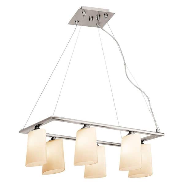 Access Lighting 6-Light Chandelier Brushed Steel Finish  Opal Glass -DISCONTINUED