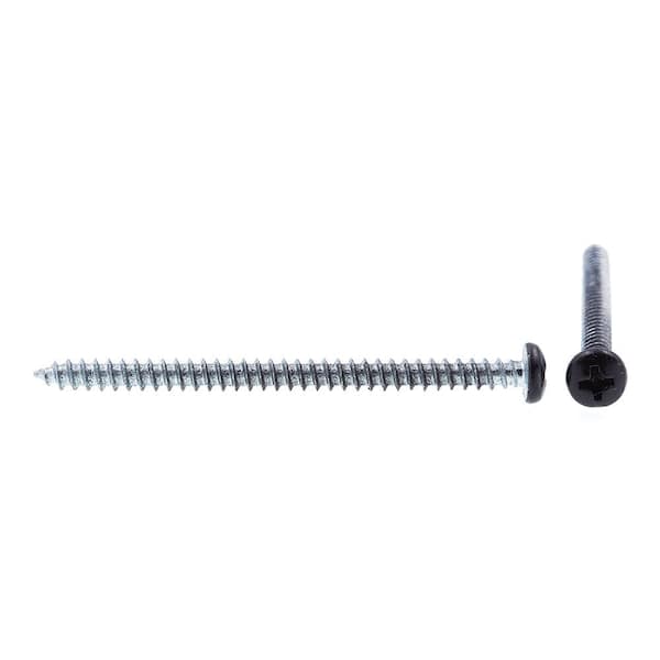 Prime-Line 9154999 Sheet Metal Screws, Self-Tapping, Pan Head, Phillips Drive, #8 x 2-1/2 in, Zinc Plated Steel with Black Head, 25-Pack