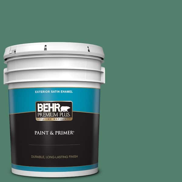 BEHR PREMIUM PLUS 5 gal. #M430-6 Park Bench Satin Enamel Exterior Paint & Primer