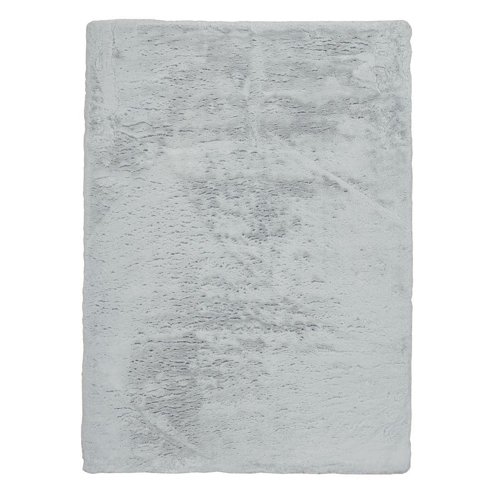 Linon Home Decor Marino Faux Rabbit Pastel Blue 8x10 Area Rug THDR04423 ...