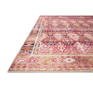 Layla Magenta/Multi 3 ft. 6 in. x 5 ft. 6 in. Distressed Bohemian Printed Area Rug