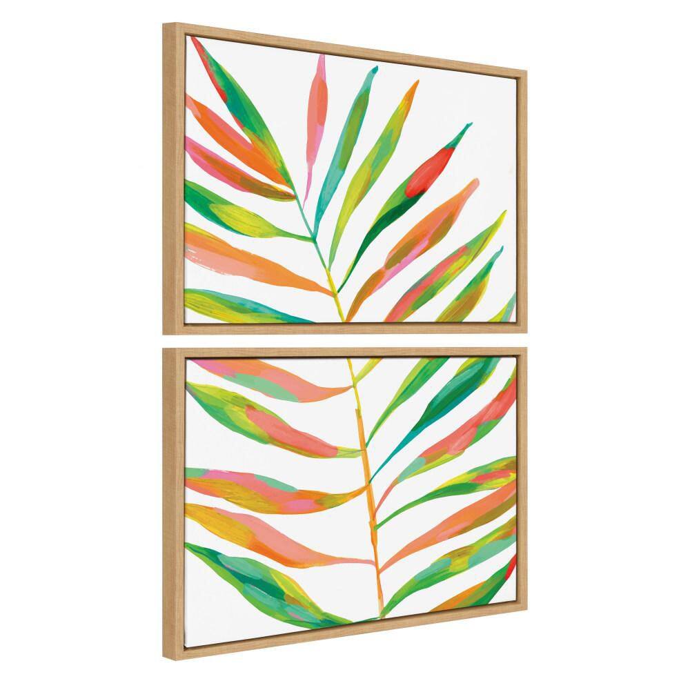Natural Colorful Plant Leaf Canvas Art Set, 18x24, 2 Pieces