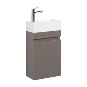 15.7 in. W x 8.7 in. D x 24.8 in. H Freestanding Bath Vanity in Gray with White Basin Sink Top