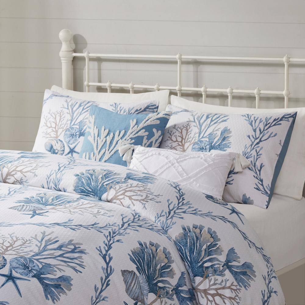 Blue and White Cotton Nautical 7-Piece Duvet Cover Set