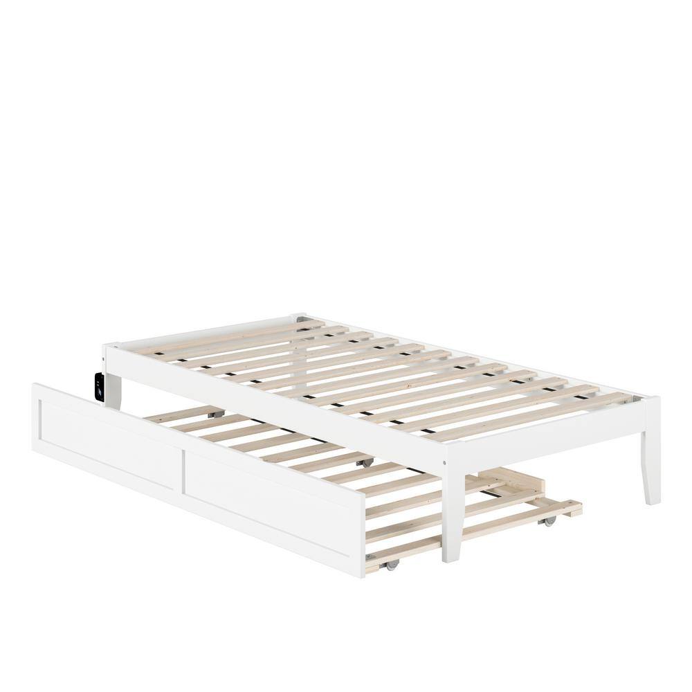 AFI Colorado Twin Bed with USB Turbo Charger and Twin Trundle in White ...