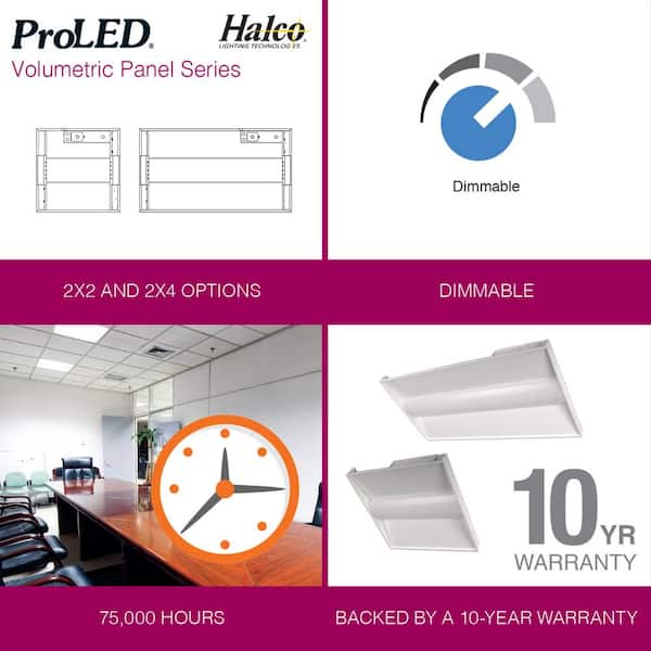 HALCO LIGHTING TECHNOLOGIES 2 ft. x 2 ft. 64-Watt Equivalent Volumetric Panel Integrated LED White Luminaire Troffer Daylight