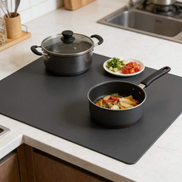 23.6 in. x 15.7 in. Reusable Silicone Sheet for Baking Countertop Protector, Black (2-Pack)