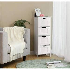 Naples 11.8 in. W x 11.8 in. D x 32.28 in. H White Freestanding Linen Cabinet with Drawers