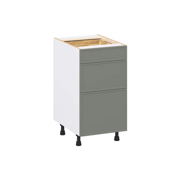 Fairview 18 in. W x 24 in. D x 34.5 in. H Assembled Slim Shaker Drawer Base Kitchen Cabinet in Moss Green with 3-Drawers