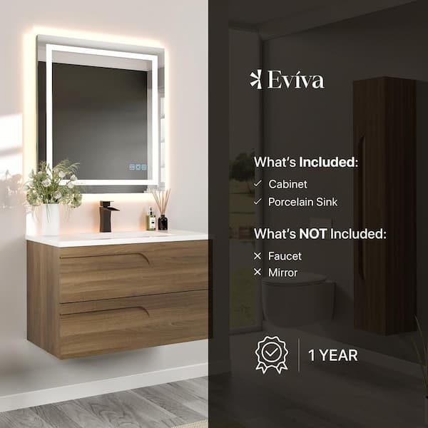 Eviva Joyous 39 in. W x 18 in. D x 22.5 in. H Floating Single Sink Bath Vanity in Blue with White Porcelain Top