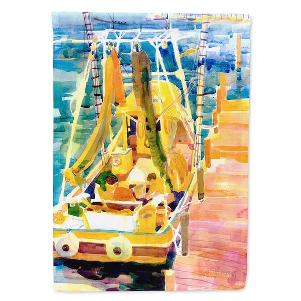 Caroline's Treasures 11 in. x 15-1/2 in. Polyester Shrimp Boats 2-Sided 2-Ply Garden Flag