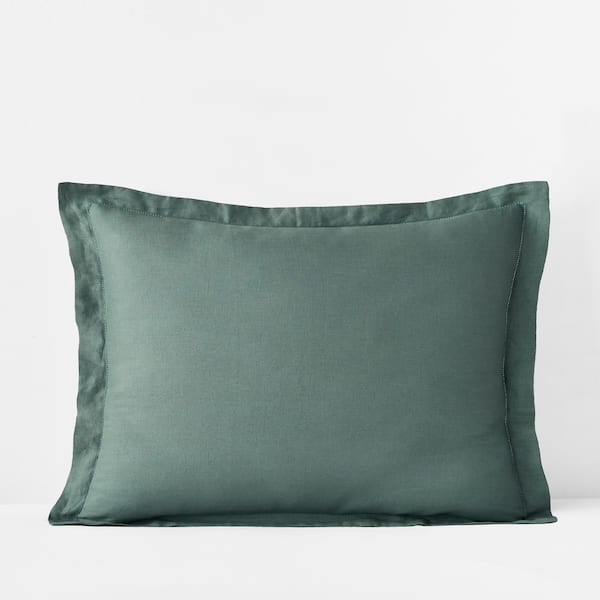 The Company Store Legends Hotel Relaxed Green Solid Linen Standard Sham