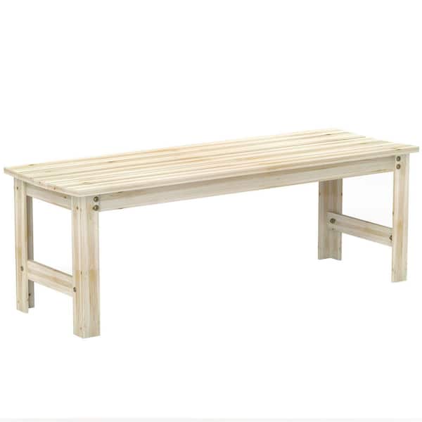 Outsunny 2-Seat Nature Wood Garden Bench, Patio Bench Outdoor Bench with Slatted Seat