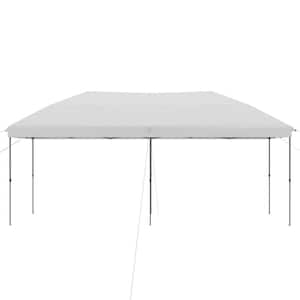 Outsunny 10 ft. x 19 ft. Pop Up Canopy with Easy Up Steel Frame, 3-Level Adjustable Height Event Party Tent, White