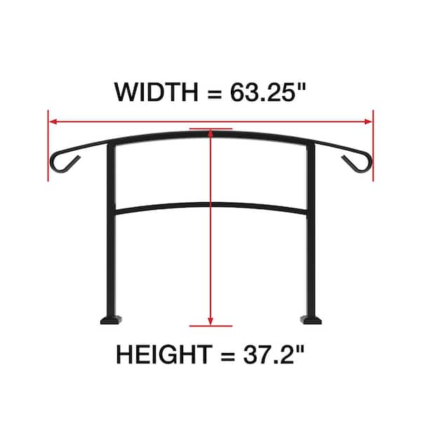 Barrette Outdoor Living HandiRail 3.57 in. x 63.25 in. x 3.10 ft. Matte Black 4-Step Aluminum Rail Kit (Unassembled)