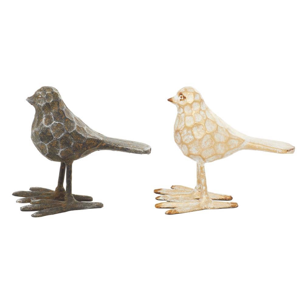 Set of 2 Small Rustic Metal Bird Sculptures