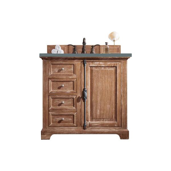 James Martin Vanities Providence 36.0 in. W x 23.5 in. D x 34.3 in. H Bathroom Vanity in Driftwood with Cala Blue Quartz Top