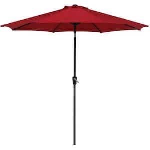 9 ft. Aluminum Push-Up Patio Tilt Market Umbrella with UV Protect and Fade Resistant in Red