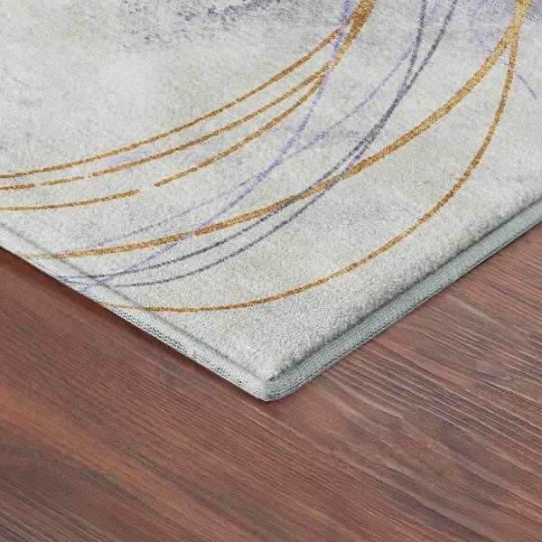 Mayfield Premium Machine Washable Abstract AMF2396 Purple 2 ft. x 7 ft. Runner Rug