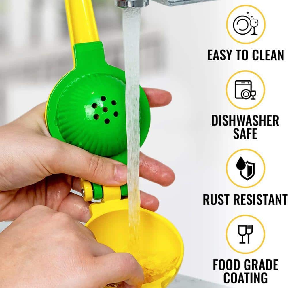 Yellow and Green Aluminum Citrus Juicer with Seed Filter
