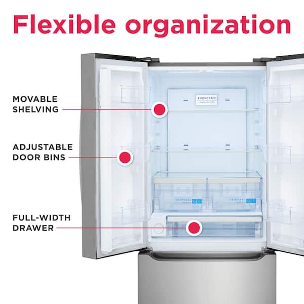 Frigidaire - Gallery 30 in. 20 cu. ft. Standard Depth French Door Refrigerator in Stainless Steel with Internal Water Dispenser