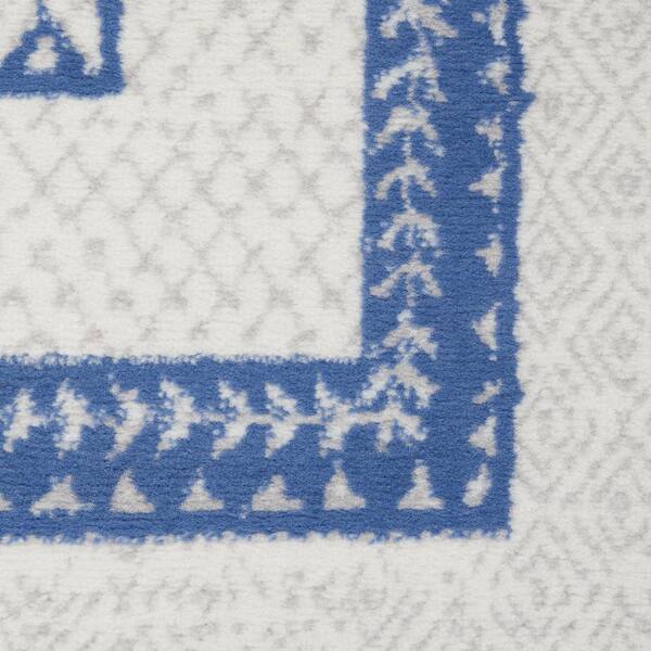 2 X 6 Blue Geometric Washable Area Rug RunnerRug